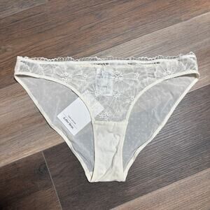 & Other Stories Womens Size 8 Lace Sheer Panty White Stretch Floral